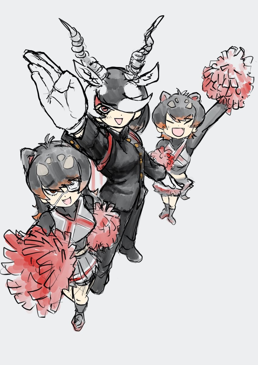 australian devil, tasmanian devil, and blackbuck (kemono friends) drawn by hatch_(hatch_box)