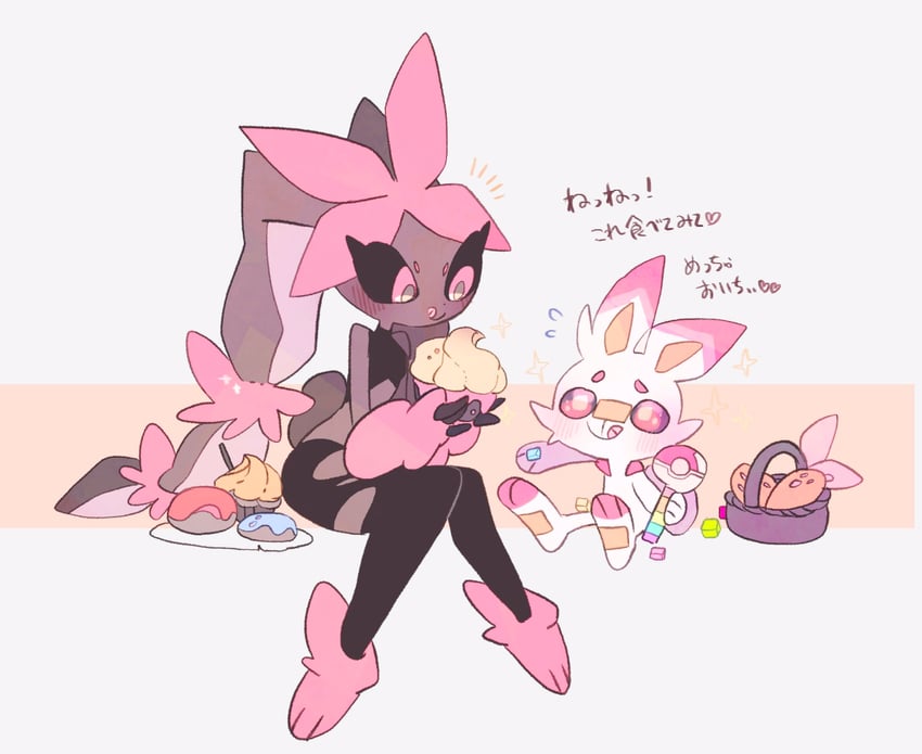 lopunny, scorbunny, and mega lopunny (pokemon) drawn by masayo_(skip)