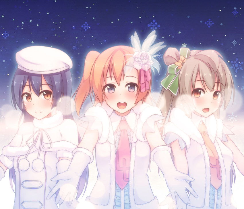sonoda umi, minami kotori, and kosaka honoka (love live! and 1 more) drawn by hiiragi_hazime