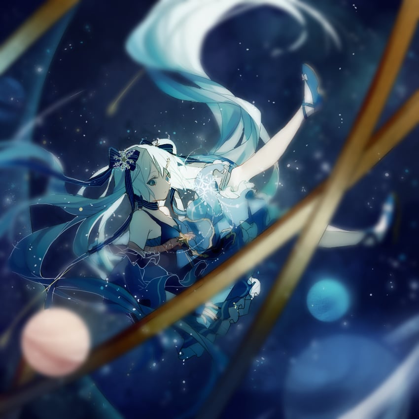 hatsune miku and yuki miku (vocaloid) drawn by cui_(jidanhaidaitang)