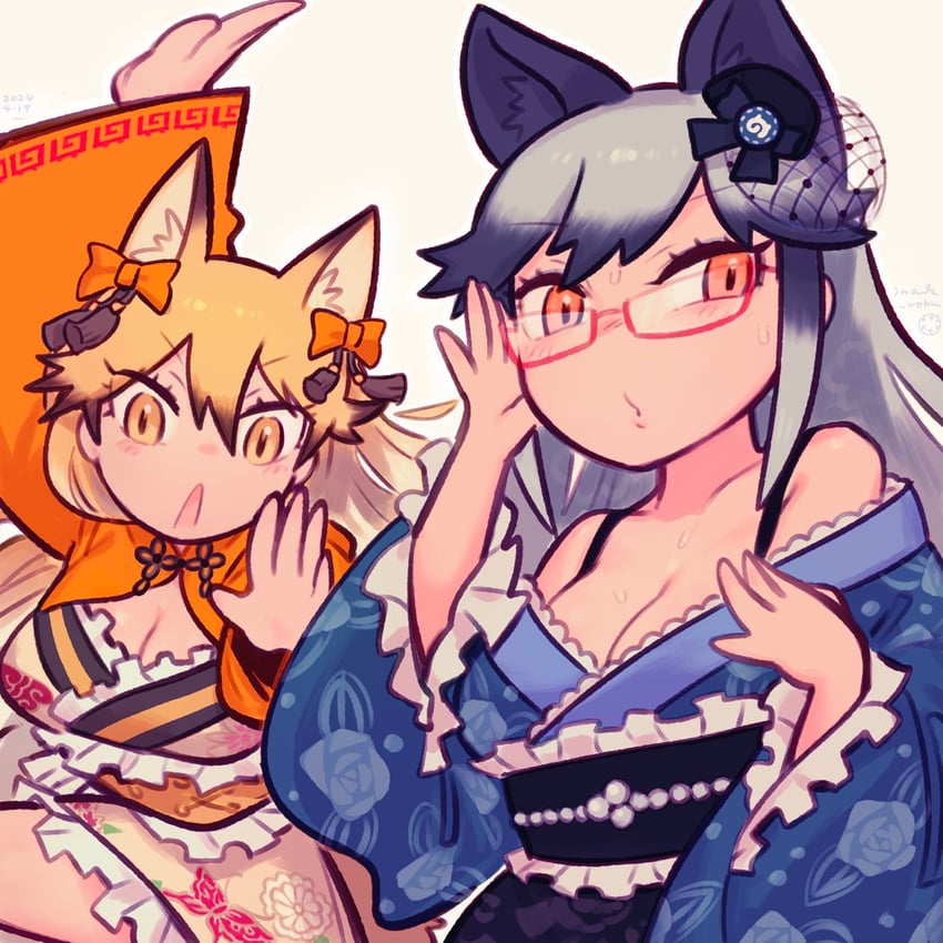 silver fox and ezo red fox (kemono friends) drawn by inada_roku