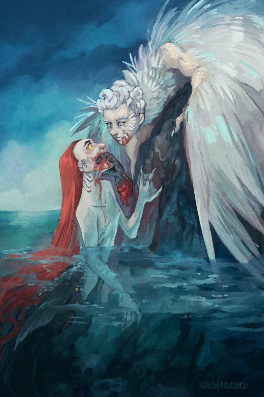 crowley and aziraphale (greek mythology and 1 more) drawn by aiwasensei