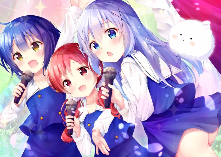 kafuu chino, tippy, jouga maya, and natsu megumi (gochuumon wa usagi desu ka?) drawn by rouka_(akatyann)