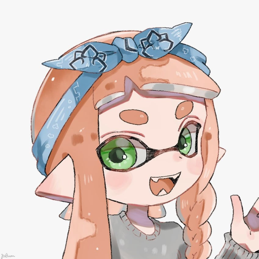 inkling player character and inkling girl (splatoon) drawn by plum0o0