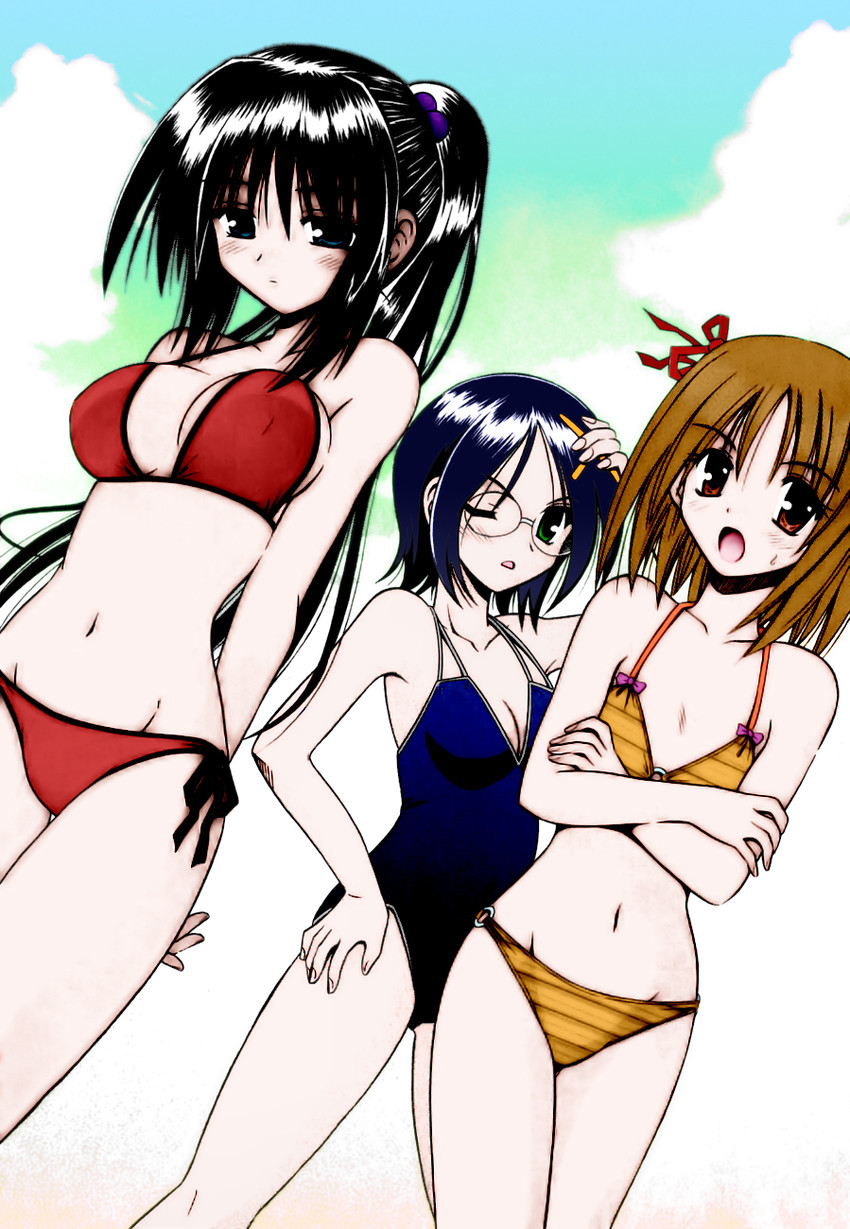 noihara himari, kuzaki rinko, and shimamura yuu (omamori himari) drawn by matra_milan