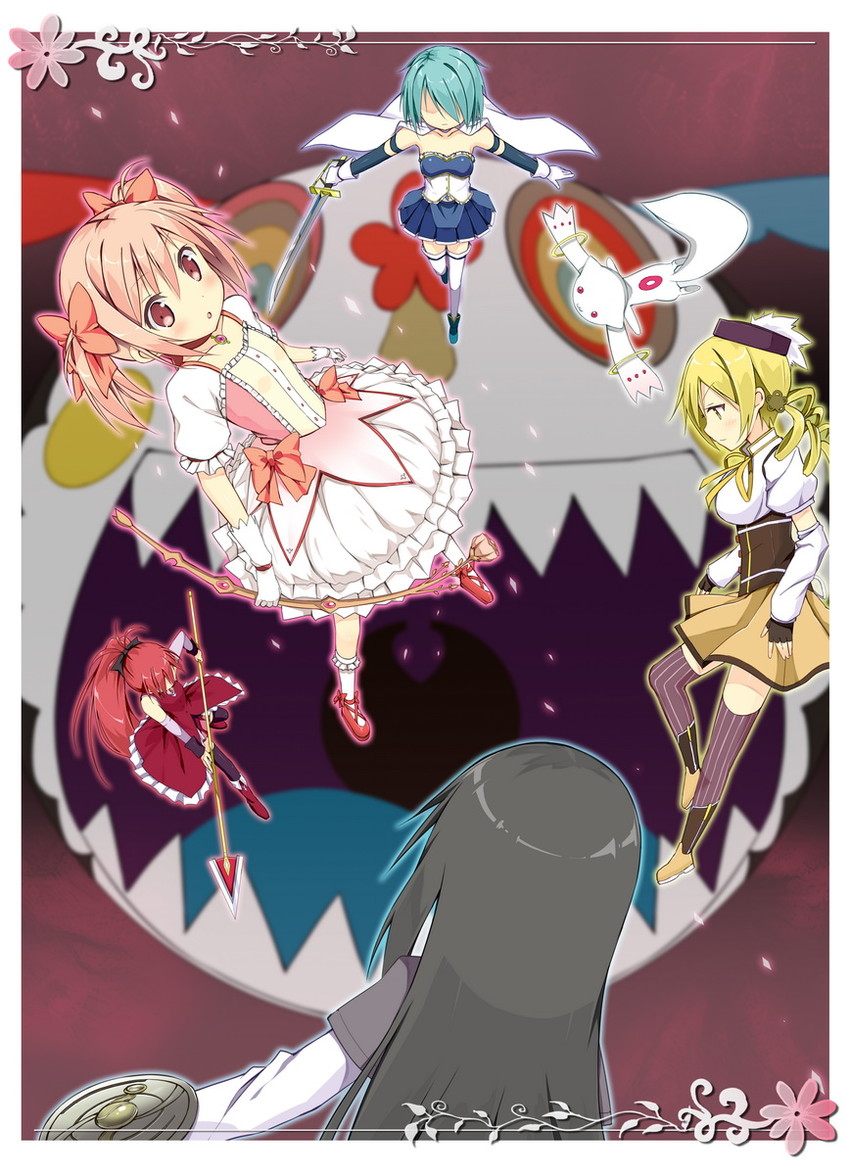 akemi homura, kaname madoka, miki sayaka, sakura kyoko, tomoe mami, and 2 more (mahou shoujo madoka magica) drawn by sky-freedom