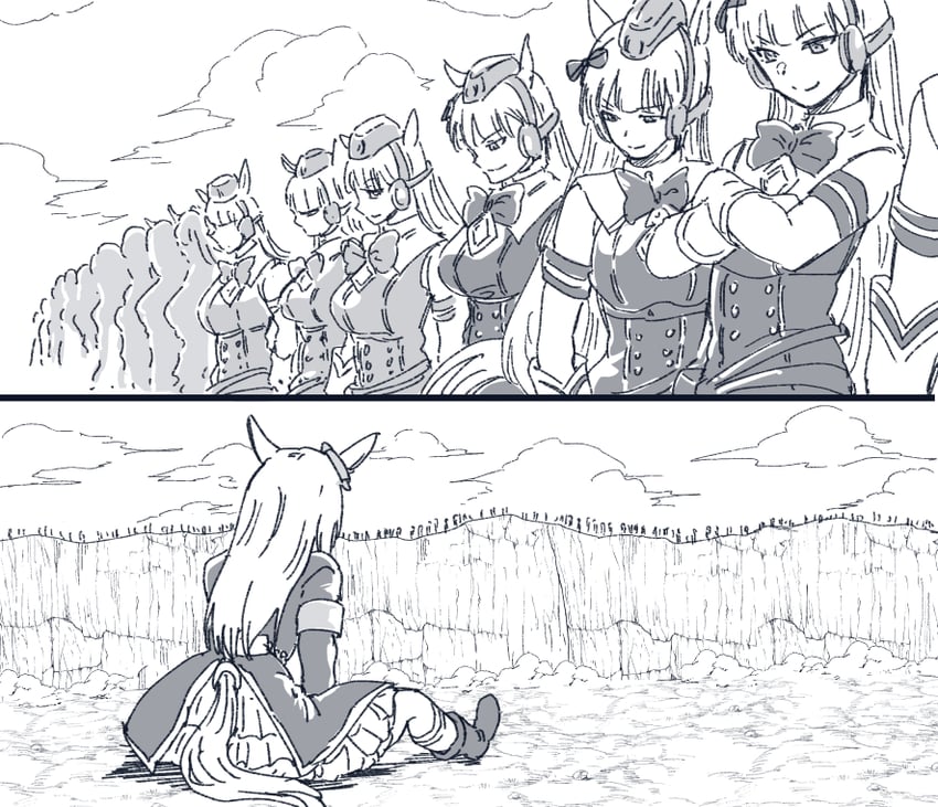 gold ship and mejiro mcqueen (umamusume and 2 more) drawn by taguchi_kenji_(omaep)