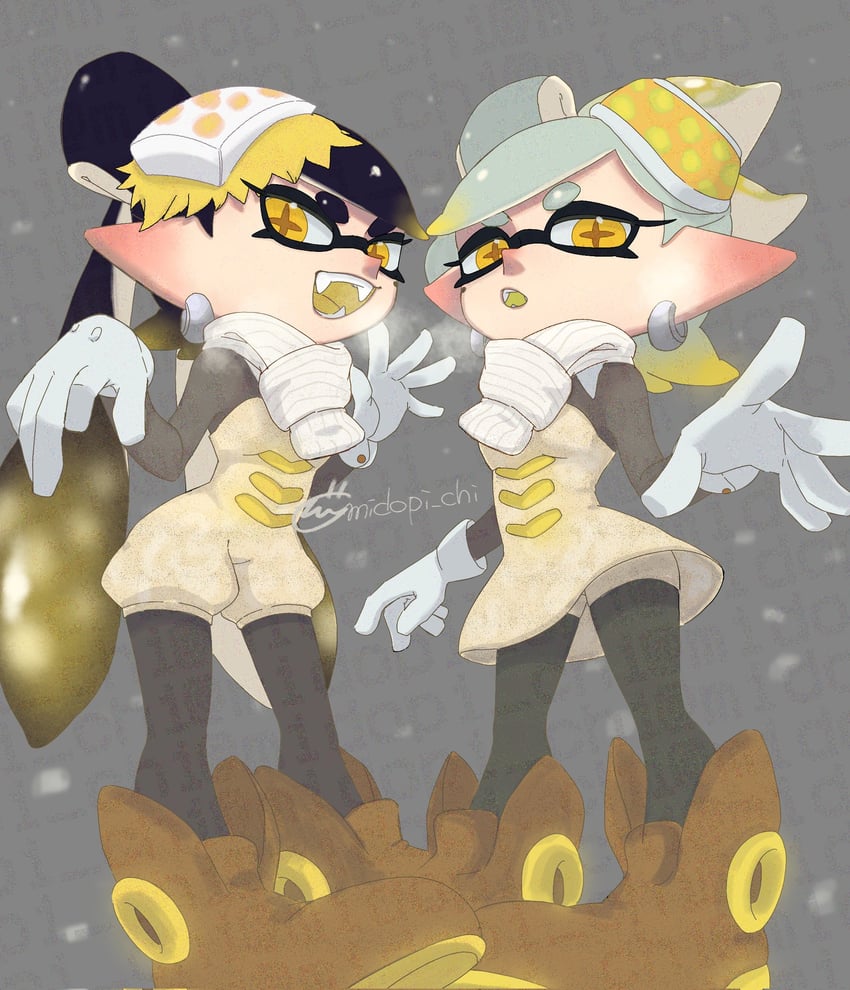 callie and marie (splatoon and 1 more) drawn by midopi_chi