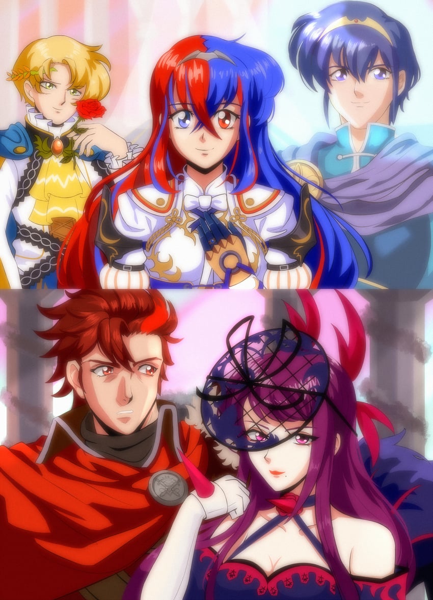 female alear, ivy, diamant, alfred, and marth (fire emblem and 2 more) drawn by mazarin