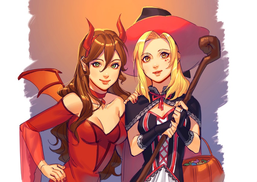 ophilia clement and primrose azelhart (octopath traveler and 1 more) drawn by mella