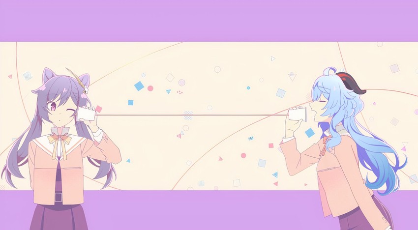 ganyu and keqing (genshin impact and 1 more) drawn by leoizuyuri