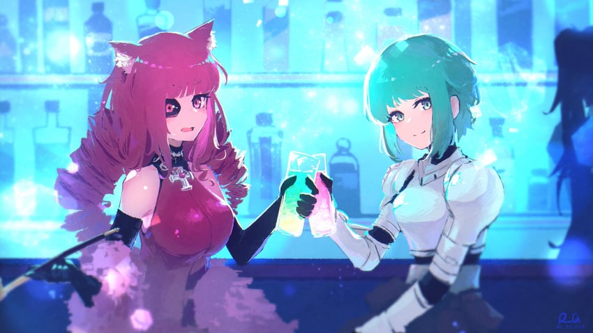 stella hoshii and sei asagiri (va-11 hall-a) drawn by rnna