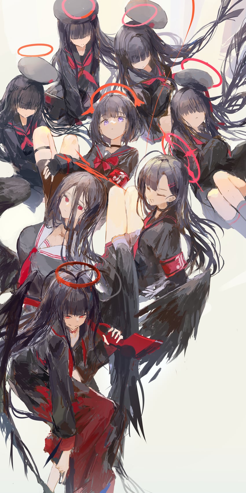 hasumi, ichika, justice task force member, tsurugi, and mashiro (blue archive) drawn by ichika_(ichika87)