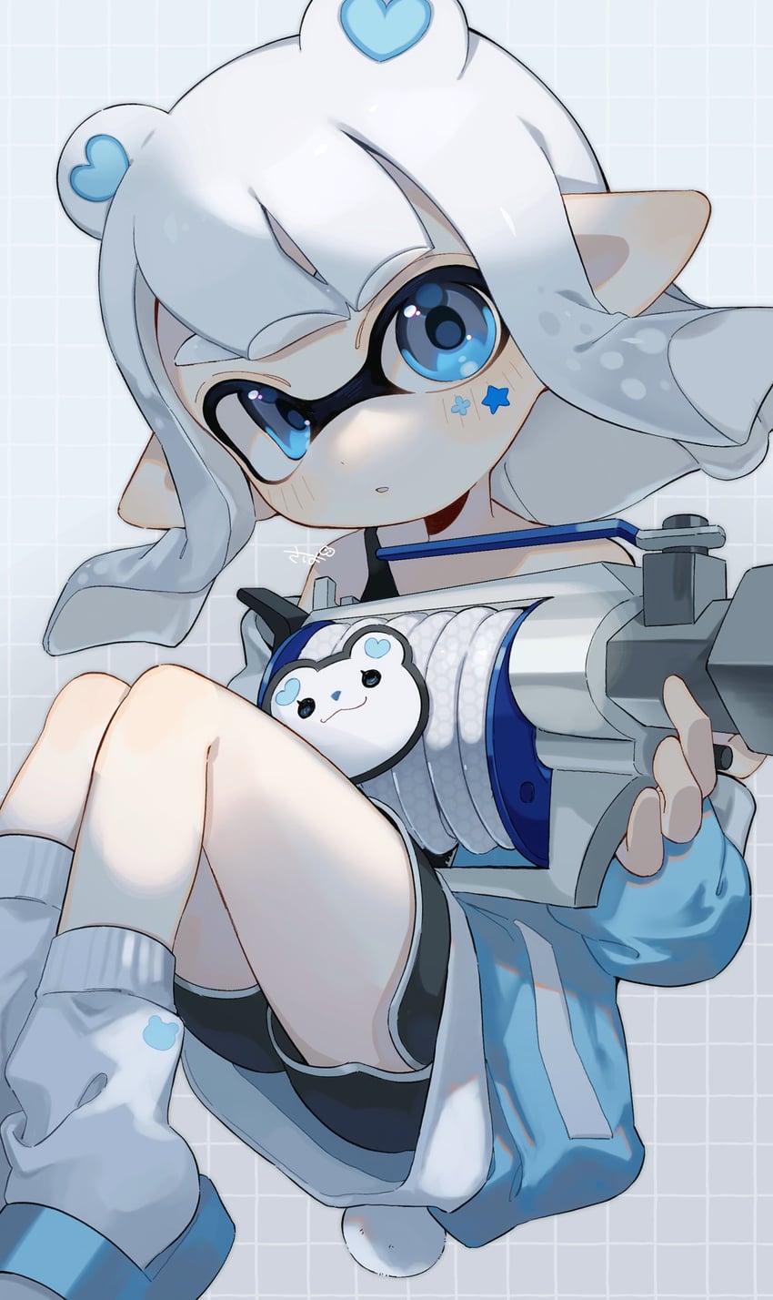 inkling player character and inkling girl (splatoon) drawn by sabata_saba