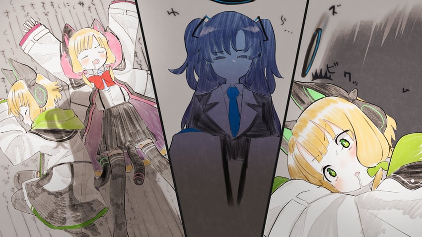 yuuka, momoi, and midori (blue archive) drawn by shinbashi_seiji