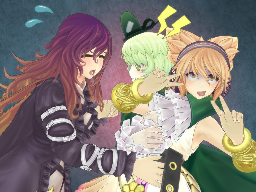 hijiri byakuren, toyosatomimi no miko, and soga no tojiko (touhou) drawn by montekoa