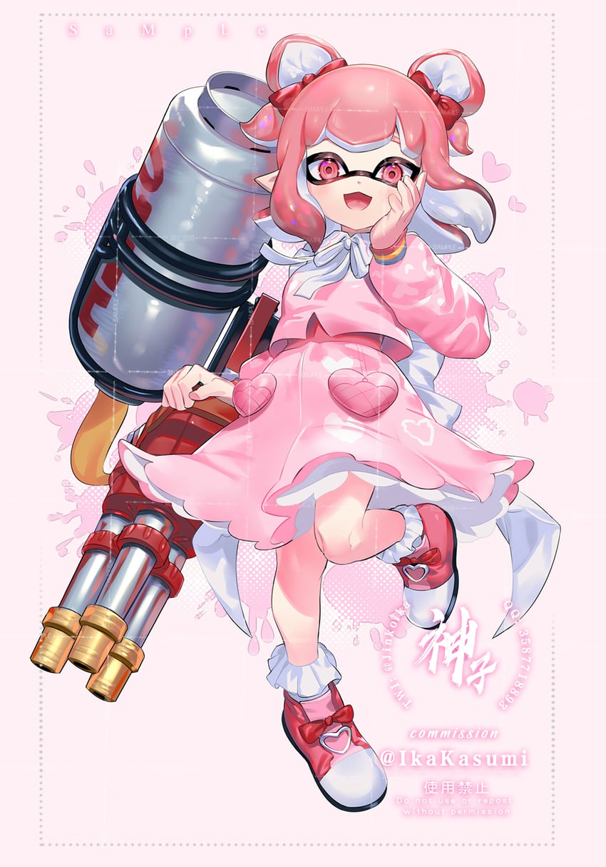 inkling player character and inkling girl (splatoon) drawn by jinkoika