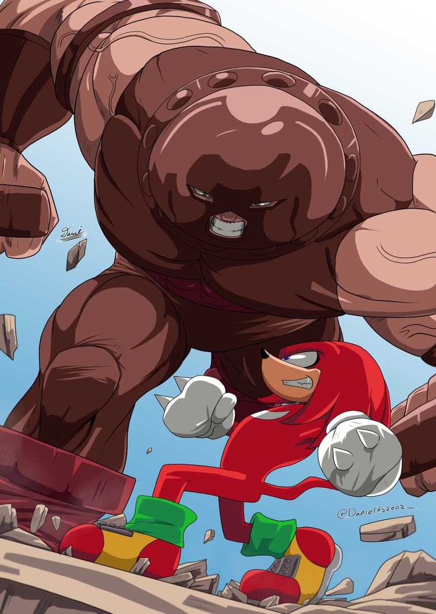 knuckles the echidna and juggernaut (marvel and 2 more) drawn by danielfs