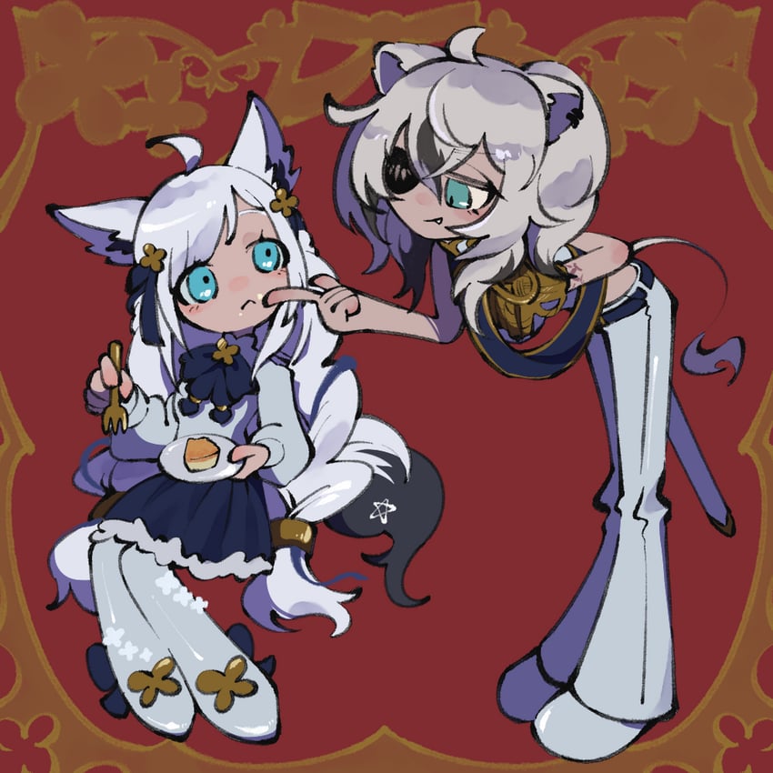 shirakami fubuki and shishiro botan (hololive) drawn by miage_midori