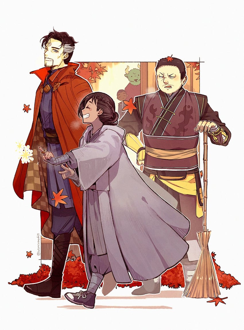 doctor strange, america chavez, and wong (marvel and 3 more) drawn by worrisorochi