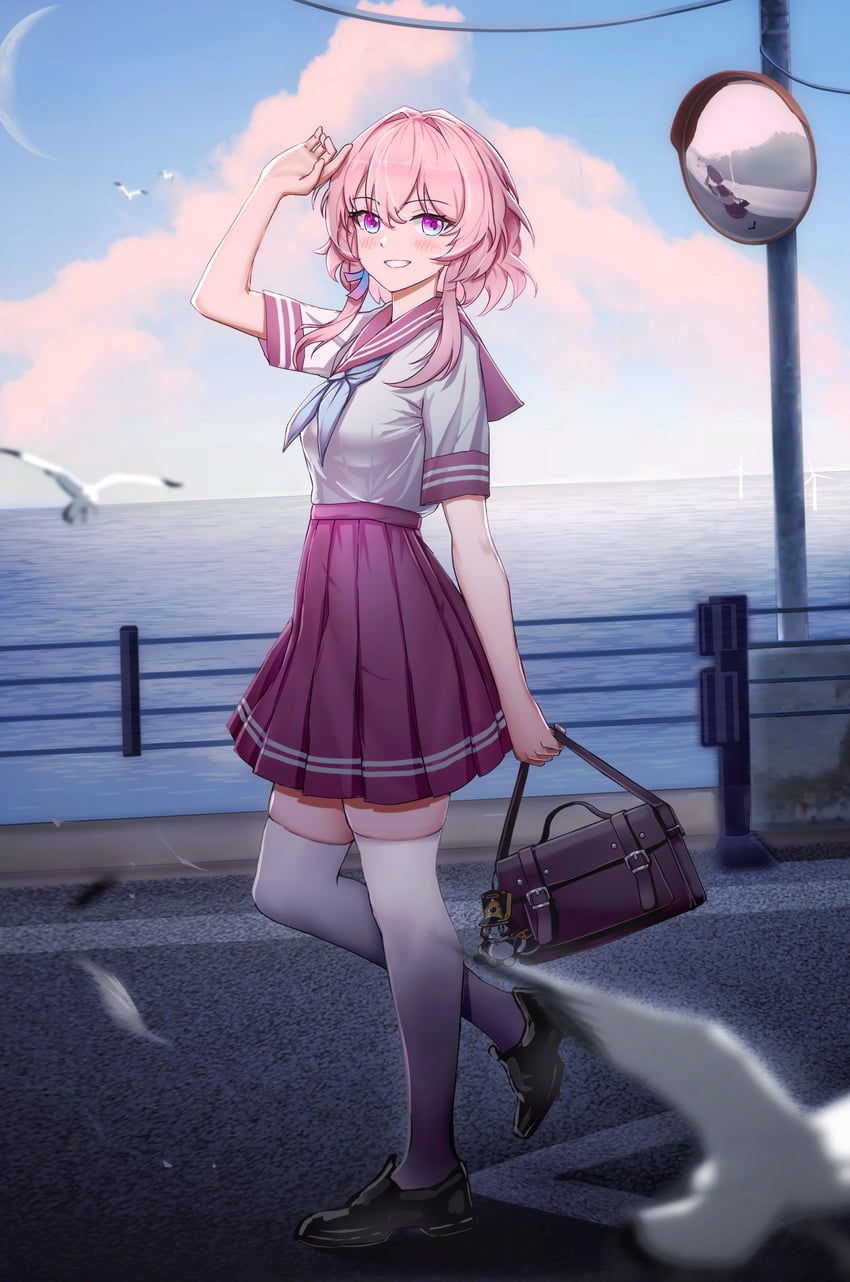 march 7th and pom-pom (honkai and 1 more) drawn by wangzili_shitoumen
