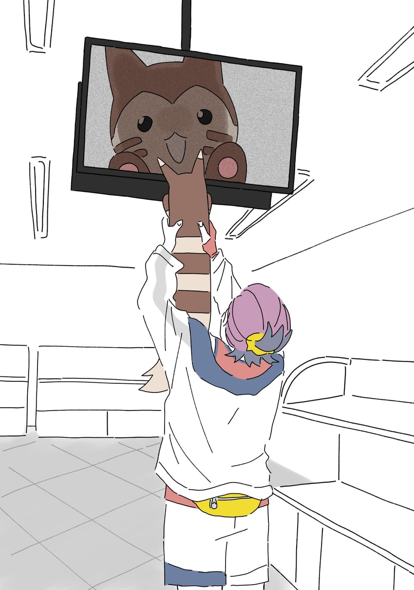 kieran and furret (pokemon and 1 more) drawn by 0ming_p