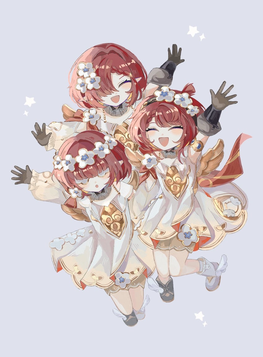 tribbie, trianne, and trinnon (honkai and 1 more) drawn by uoooo114