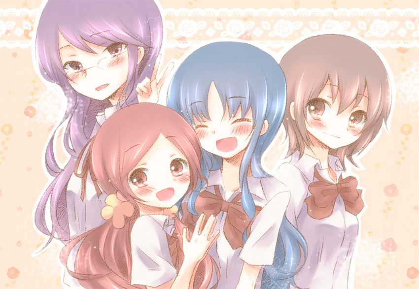 kurumi erika, hanasaki tsubomi, tsukikage yuri, and myoudouin itsuki (precure and 1 more) drawn by yoshizoe_eiko