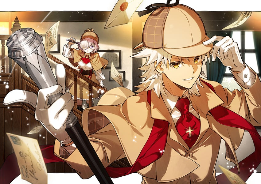 mash kyrielight and amakusa shirou (fate and 1 more) drawn by kaworu_(kaw_lov)