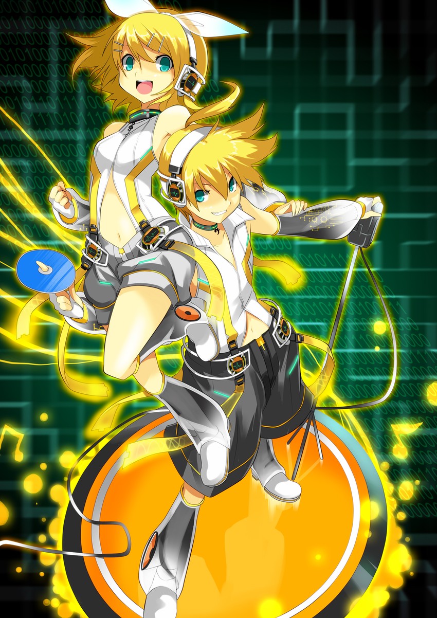 kagamine rin and kagamine len (vocaloid) drawn by gintarou_(kurousagi108)