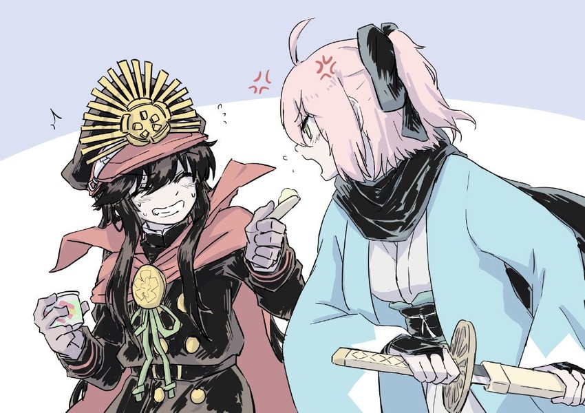 okita souji and oda nobunaga (fate and 2 more) drawn by nejikyuu