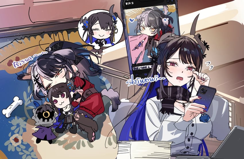 shiori novella, nerissa ravencroft, and novelites (hololive and 1 more) drawn by yomosaka
