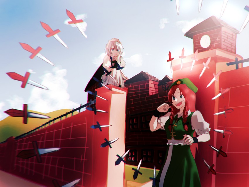 izayoi sakuya and hong meiling (touhou) drawn by somei_ooo