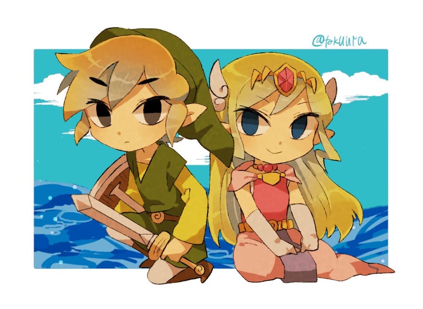 link, princess zelda, toon link, and toon zelda (the legend of zelda and 1 more) drawn by tokuura