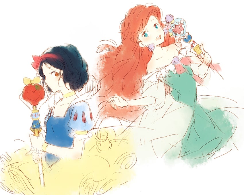 ariel and snow white (disney and 3 more) drawn by hakusai_(tiahszld)