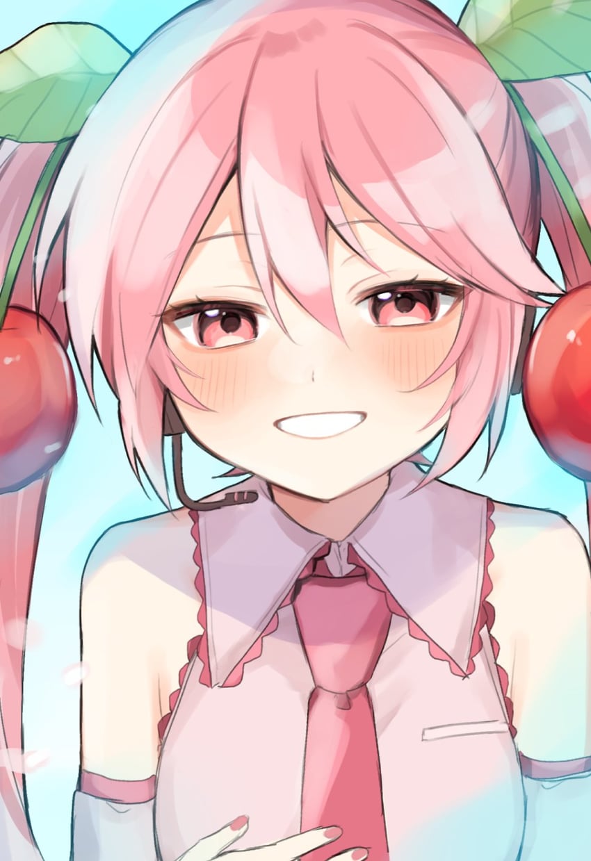 hatsune miku and sakura miku (vocaloid) drawn by akikan_sabako