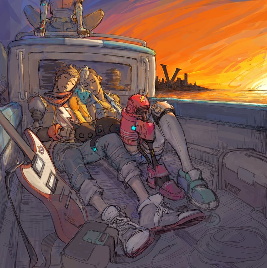 korsica, peppermint, chai, and 808 (hi-fi rush) drawn by sbjorka