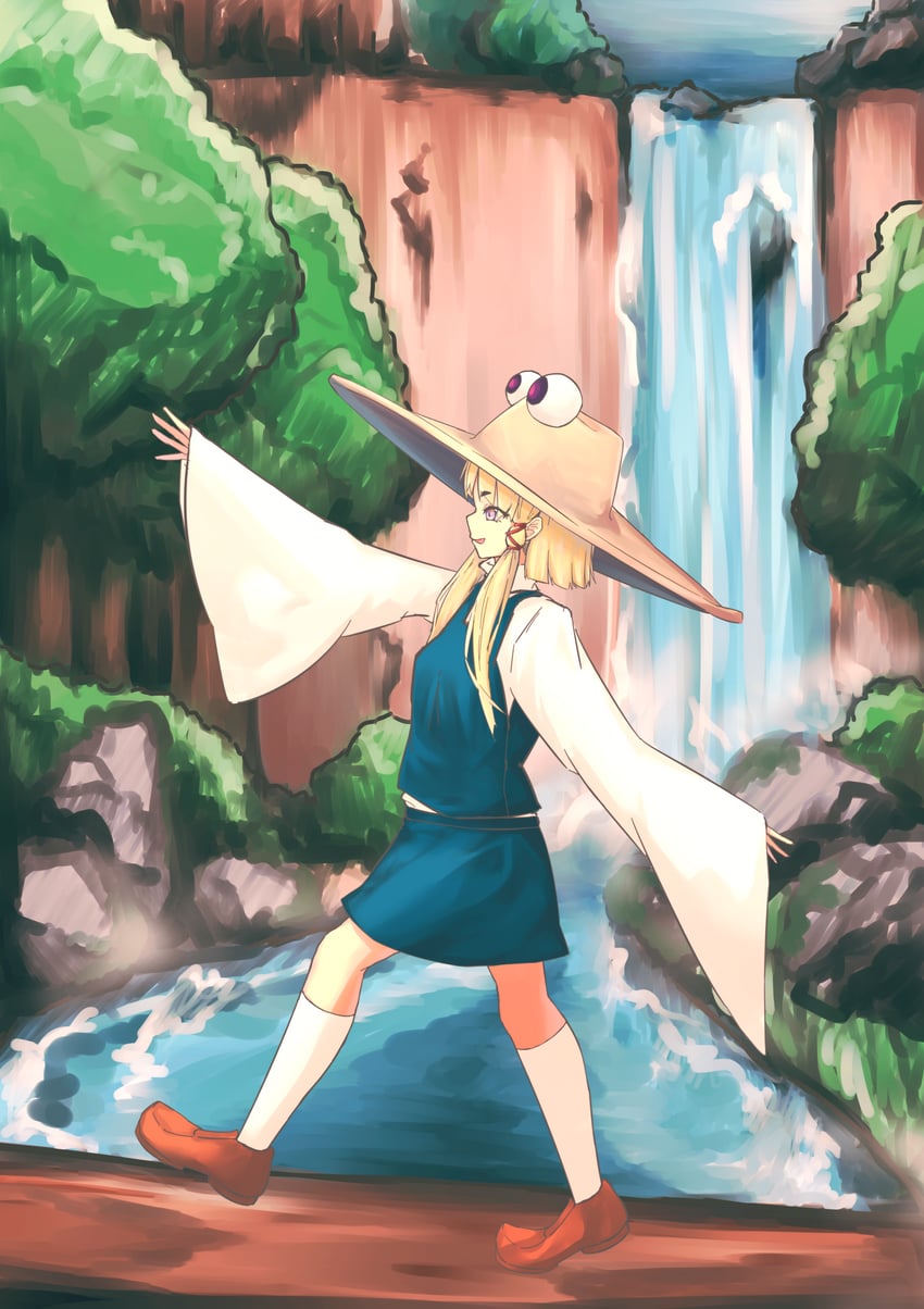 moriya suwako and pyonta (touhou) drawn by nora_red