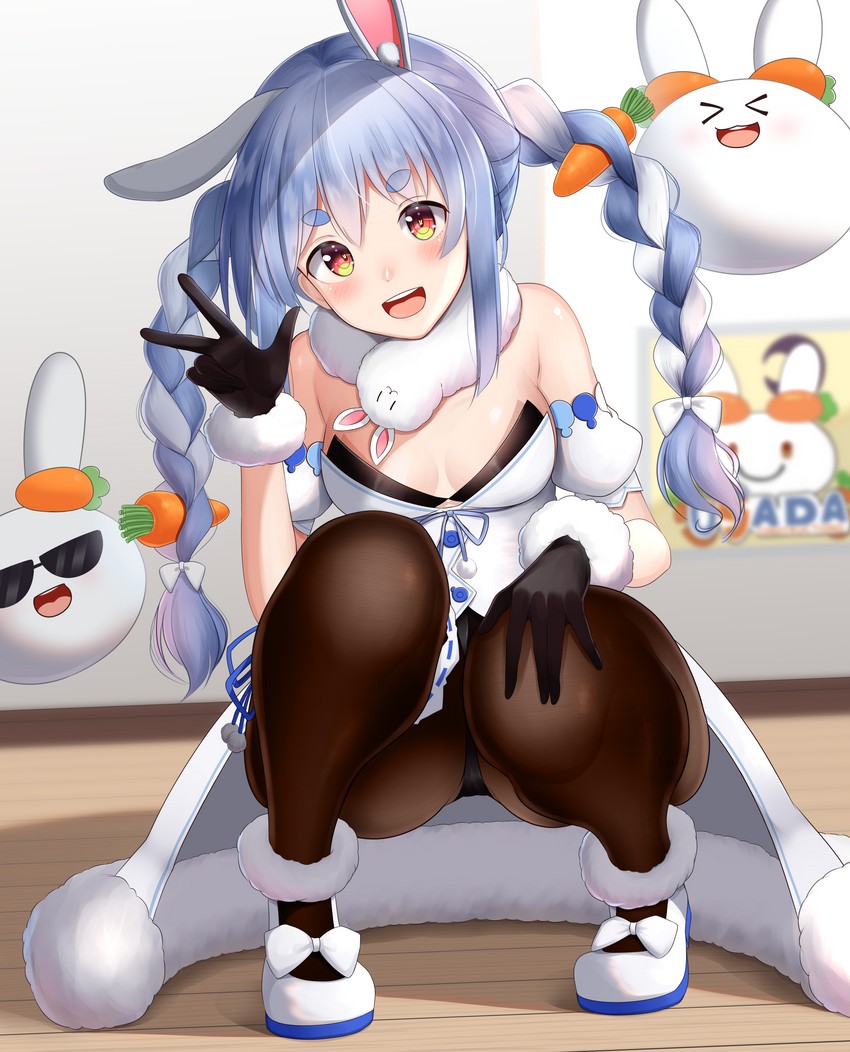 usada pekora, don-chan, and pekomon (hololive) drawn by tojo_aoi