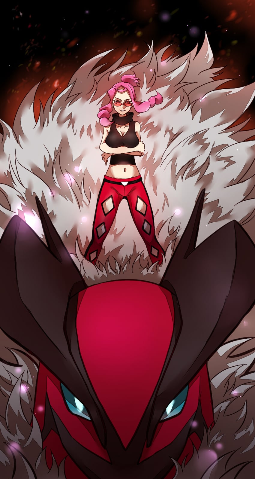yveltal and malva (pokemon and 2 more) drawn by ivory_(25680nico)