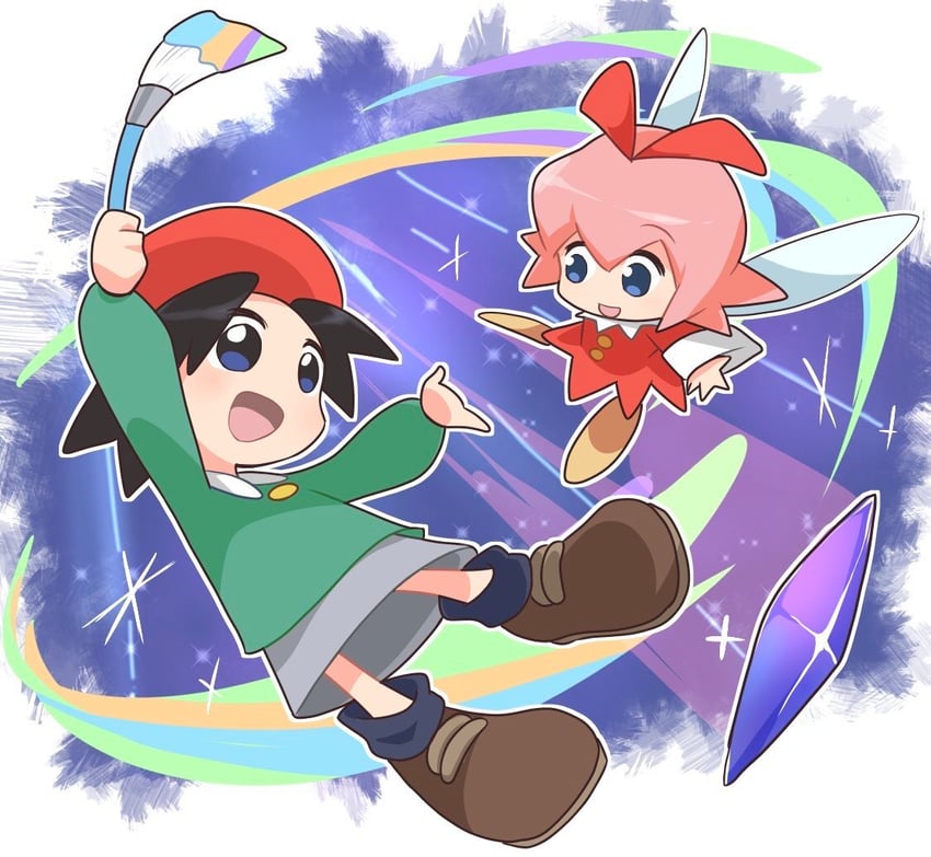 adeleine and ribbon (kirby and 1 more) drawn by poyo_party