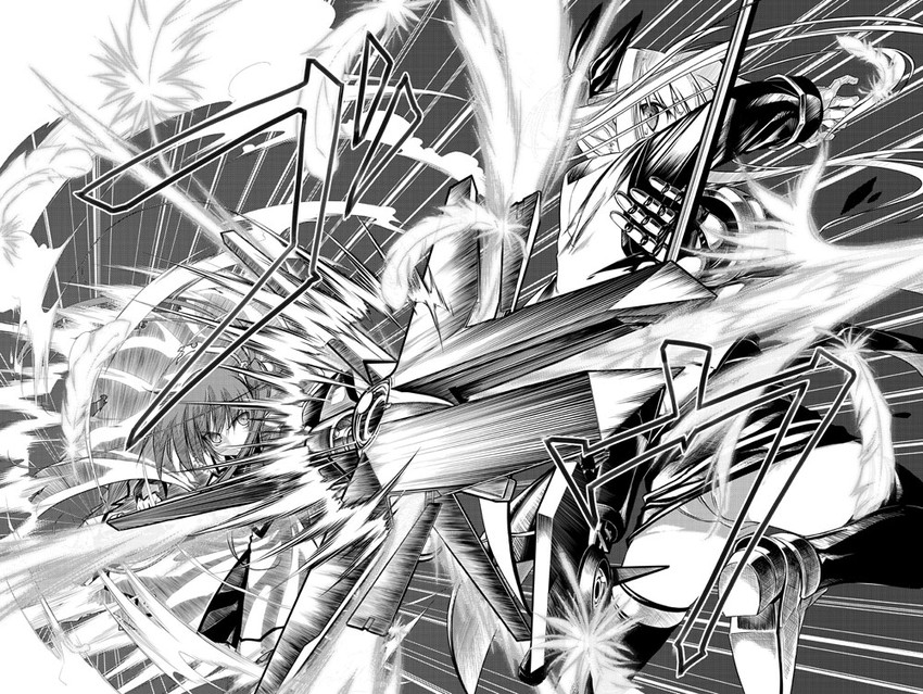 fate testarossa, takamachi nanoha, raising heart, and bardiche (lyrical nanoha and 2 more) drawn by himura_kiseki