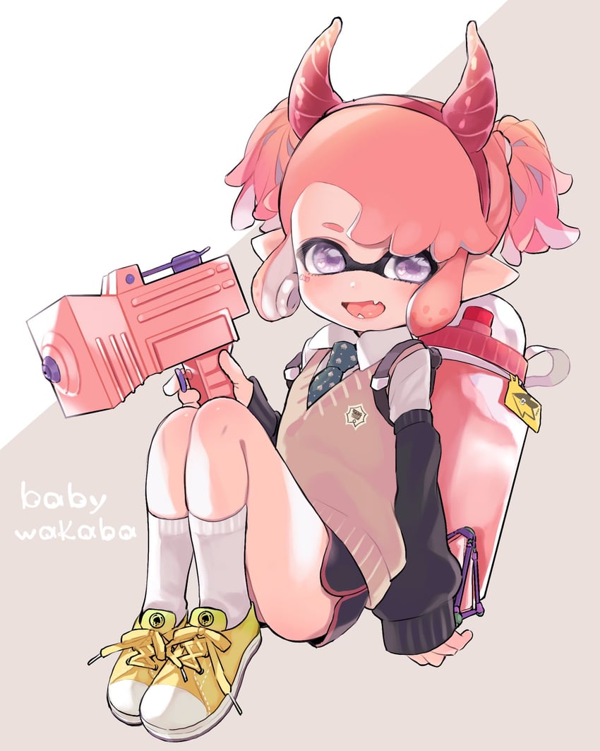 inkling player character and inkling girl (splatoon and 1 more) drawn by amezawa_koma