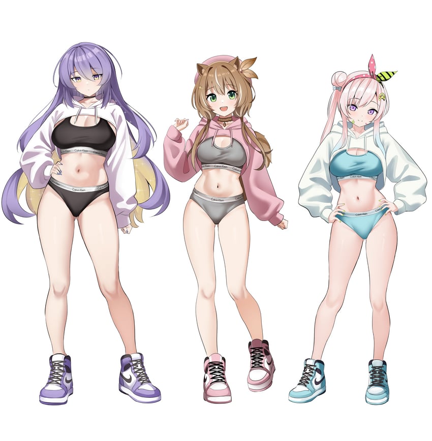 moona hoshinova, ayunda risu, and airani iofifteen (hololive and 1 more) drawn by raikkonen