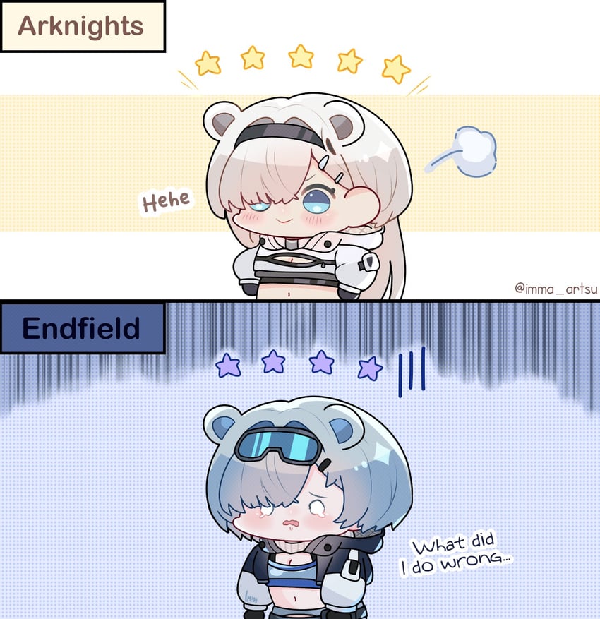 aurora and snowshine (arknights and 1 more) drawn by imma_artsu