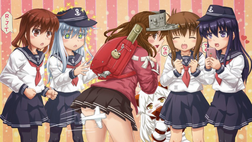 hibiki, inazuma, ikazuchi, akatsuki, ryuujou, and 1 more (kantai collection) drawn by sunago