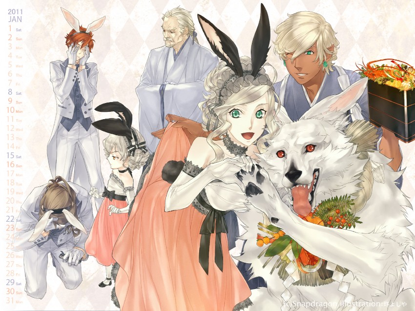 vivian wingfield, tees finvarra, edric bran clonmacnoise, christopher luckenbooth, grim hakkaku capelthwaite, and 2 more (tsubasa no oka no hime) drawn by akutsu_yoshiya