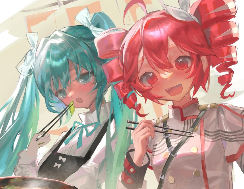 hatsune miku and kasane teto (vocaloid and 2 more) drawn by jiye_p1