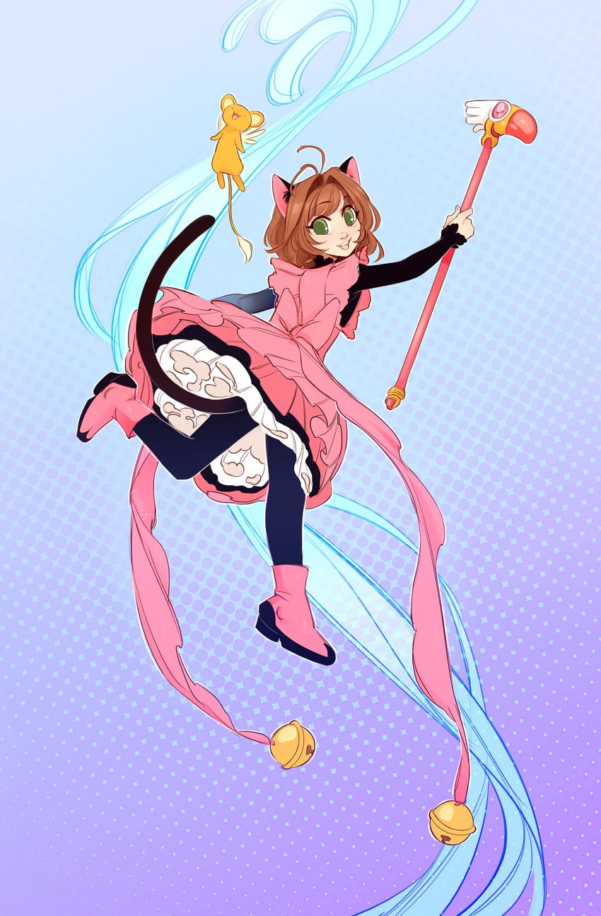 kinomoto sakura and kero (cardcaptor sakura) drawn by skirtzzz