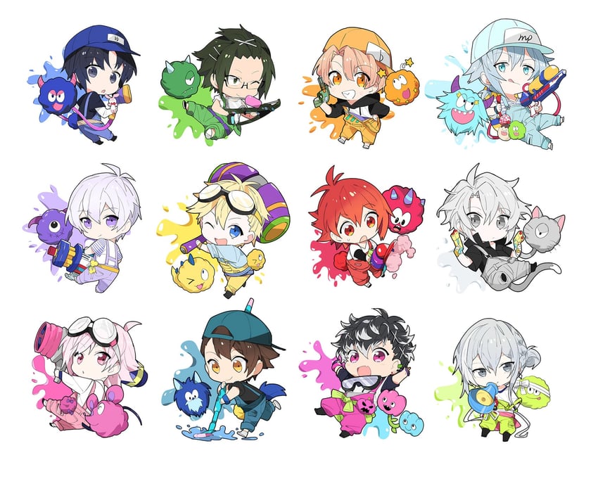 nanase riku, kujou tenn, osaka sougo, yotsuba tamaki, momo, and 11 more (idolish7) drawn by yanzhan